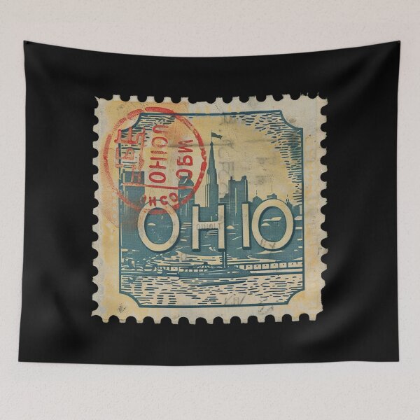 Item preview, Ohio Vintage Postage Stamp - Cleveland Skyline designed and sold by tiigerdad.