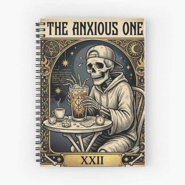 Item preview, The Anxious One Tarot Card T-Shirt - Skeleton Drinking Iced Coffee designed and sold by YourWearPulse.