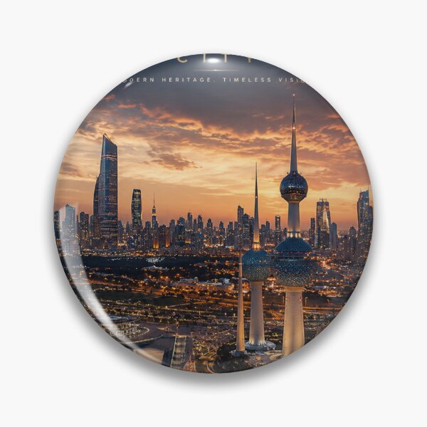 Item preview, Kuwait City Skyline at Sunset – Premium Luxury Travel Poster | Kuwait Towers Wall Art designed and sold by mujeeb5617.