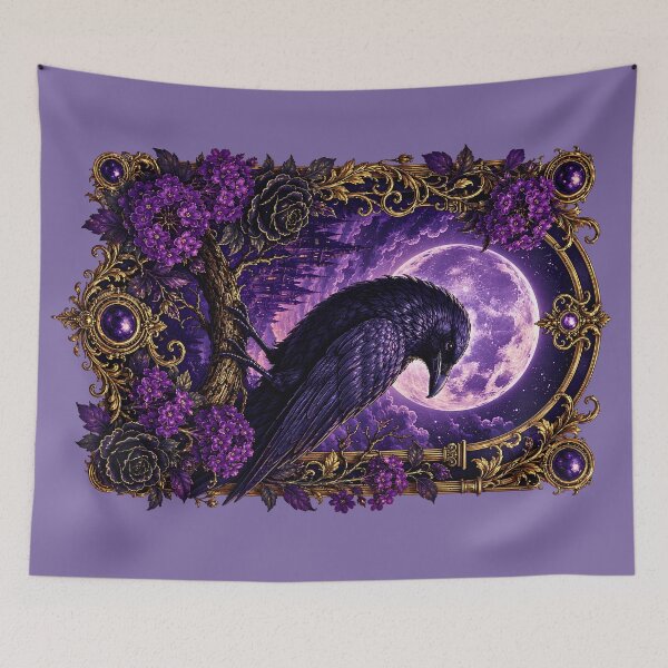 Item preview, Dark Raven Moon Fantasy Gothic Wall Art Gift designed and sold by BorgSpareParts.