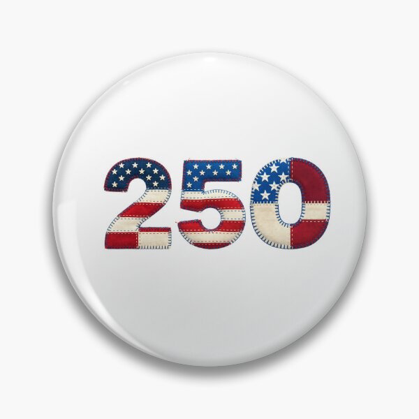 Item preview, Patriotic stitched fabric numbers 250 with American flag designed and sold by Rue Market.
