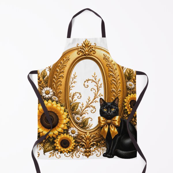 Item preview, Elegant Letter O Monogram with Black Cat, Sunflowers & Gold Floral Design | Personalized Botanical Alphabet designed and sold by MoodLay.