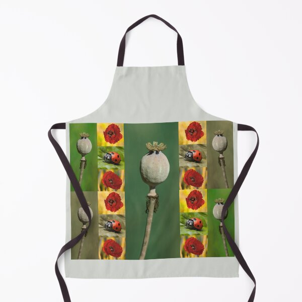 Item preview, Whimsical Ladybug and Poppy Flower Botanical Pattern designed and sold by JurateArt-DK.