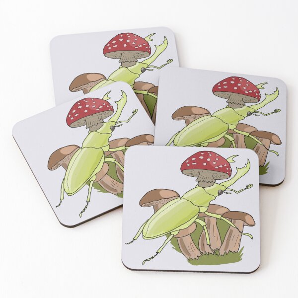 Item preview, ​Goblincore Stag Beetle and Amanita Mushroom Illustration for Nature Lovers designed and sold by LeshanArt.