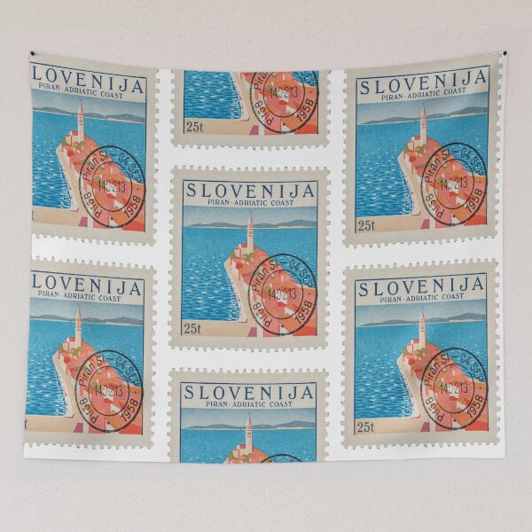 Item preview, Piran Slovenia Adriatic Coast Postage Stamp Travel Sticker designed and sold by stickercuffs.