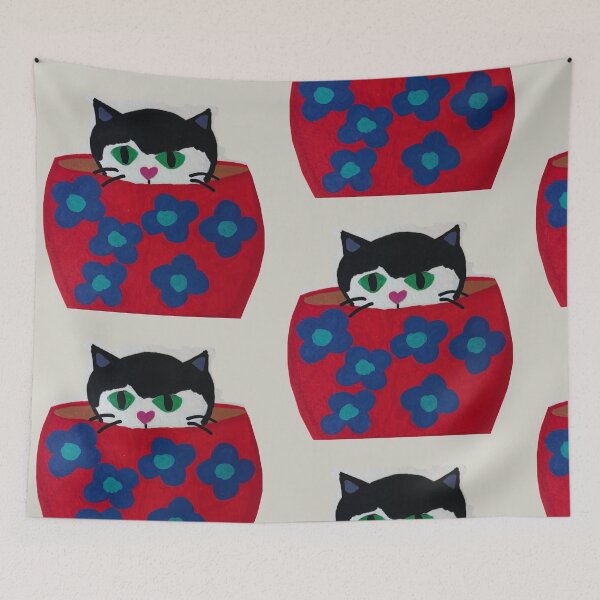 Item preview, Cat in a Floral Bowl designed and sold by SueGhoshArt.