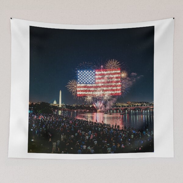 Item preview, American Flag Fireworks Washington DC designed and sold by Home Decor Art.