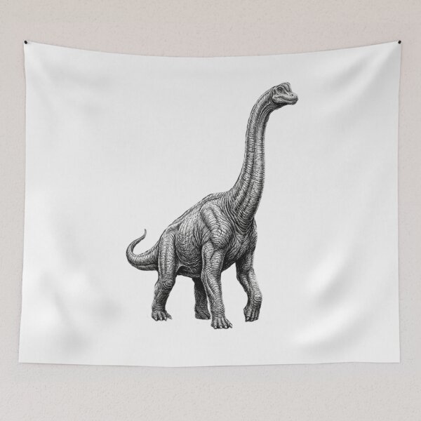 Item preview, Realistic high detail black and white brontosaurus designed and sold by Minimalisticaly.