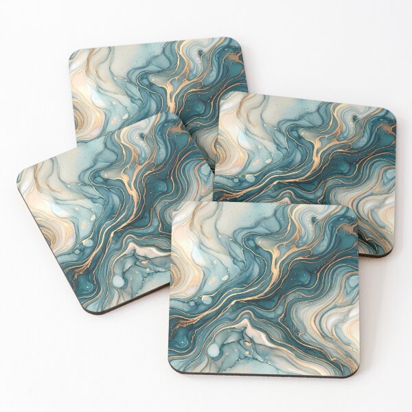 Item preview, Luxury Teal Gold Marble Fluid Art Pattern designed and sold by ART ATTACK ZONE.