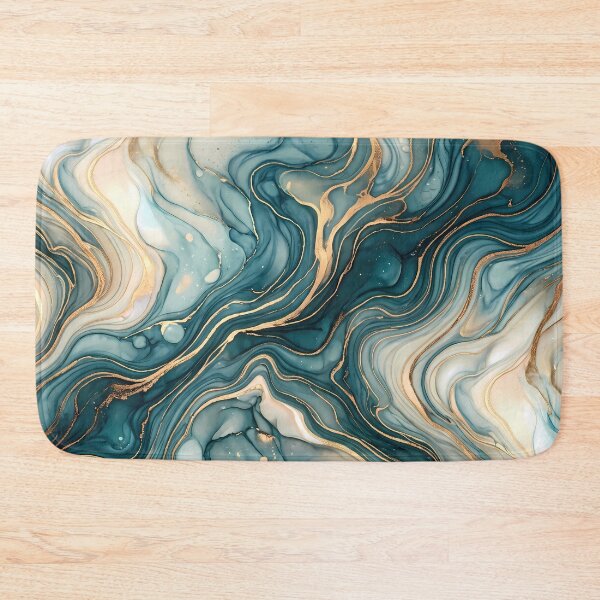 Item preview, Luxury Teal Gold Marble Fluid Art Pattern designed and sold by ART ATTACK ZONE.
