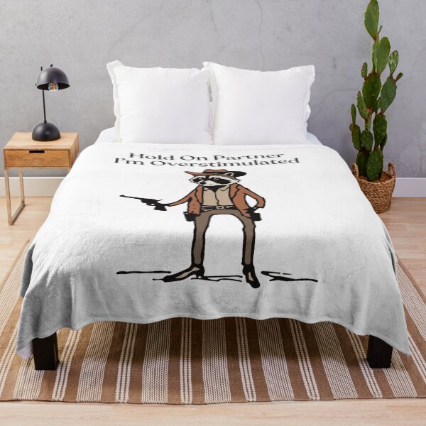 Item preview, Hold On Partner I'm Overstimulated Raccoon Cowboy Funny Meme designed and sold by Off-Road-Zone.