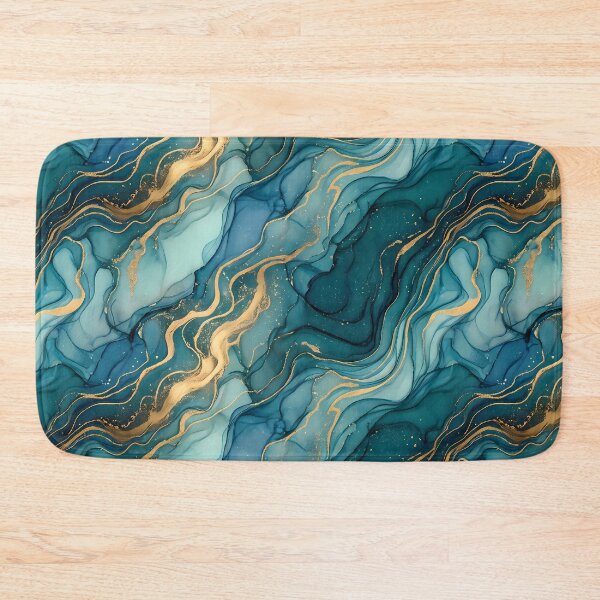 Item preview, 2 Luxury Teal Gold Marble Fluid Art Pattern designed and sold by ART ATTACK ZONE.