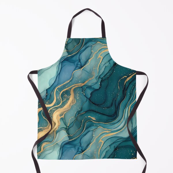 Item preview, 2 Luxury Teal Gold Marble Fluid Art Pattern designed and sold by ART ATTACK ZONE.