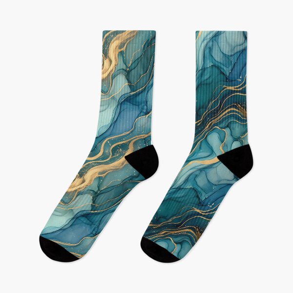 Item preview, 2 Luxury Teal Gold Marble Fluid Art Pattern designed and sold by ART ATTACK ZONE.
