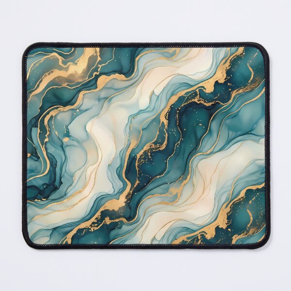 Item preview, 4 Luxury Teal Gold Marble Fluid Art Pattern designed and sold by ART ATTACK ZONE.