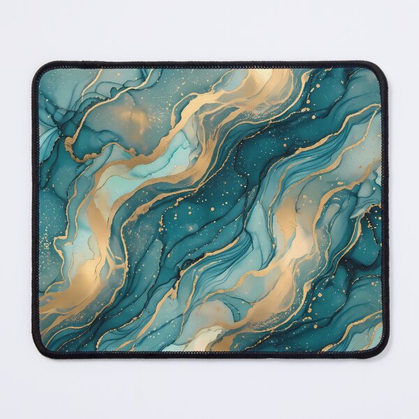 Item preview, 5 Luxury Teal Gold Marble Fluid Art Pattern designed and sold by ART ATTACK ZONE.