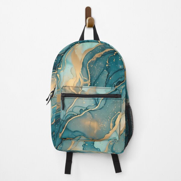 Item preview, 5 Luxury Teal Gold Marble Fluid Art Pattern designed and sold by ART ATTACK ZONE.
