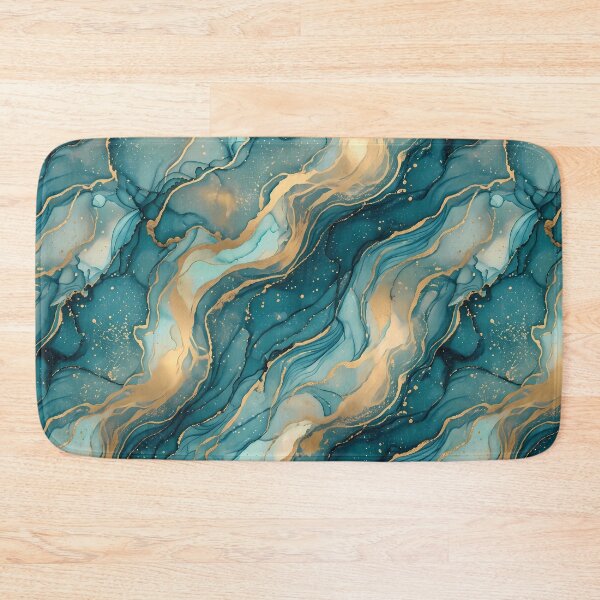 Item preview, 5 Luxury Teal Gold Marble Fluid Art Pattern designed and sold by ART ATTACK ZONE.
