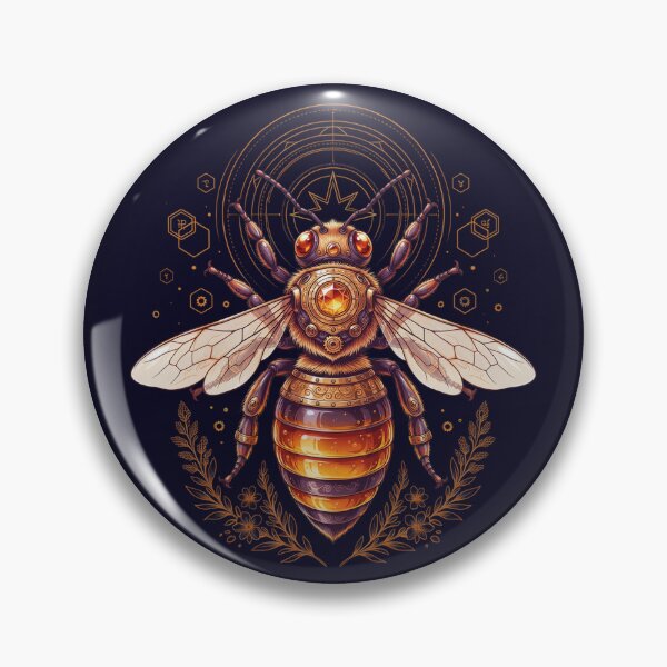 Item preview, Sacred Golden Bee – Mystic Honey Bee with Geometric Halo | Celestial Botanical Art designed and sold by PatsiRose.