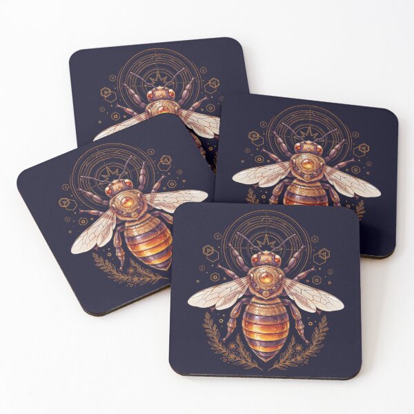 Item preview, Sacred Golden Bee – Mystic Honey Bee with Geometric Halo | Celestial Botanical Art designed and sold by PatsiRose.