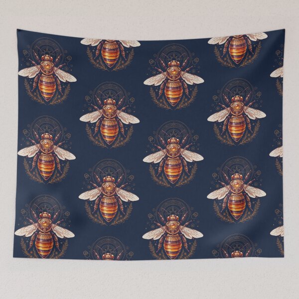 Item preview, Sacred Golden Bee – Mystic Honey Bee with Geometric Halo | Celestial Botanical Art designed and sold by PatsiRose.