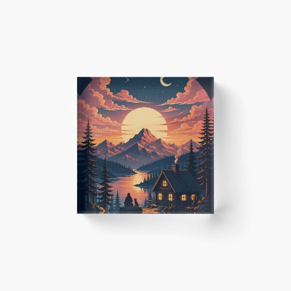Item preview, Mountain Escape – Sunset Cabin Adventure designed and sold by AndGarciart.
