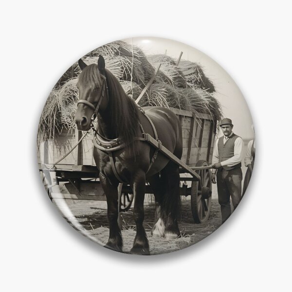 Item preview, Horse-Drawn Hay Wagon With Farmers Posing After Harvest In Rural Historic Field designed and sold by LisaMise.
