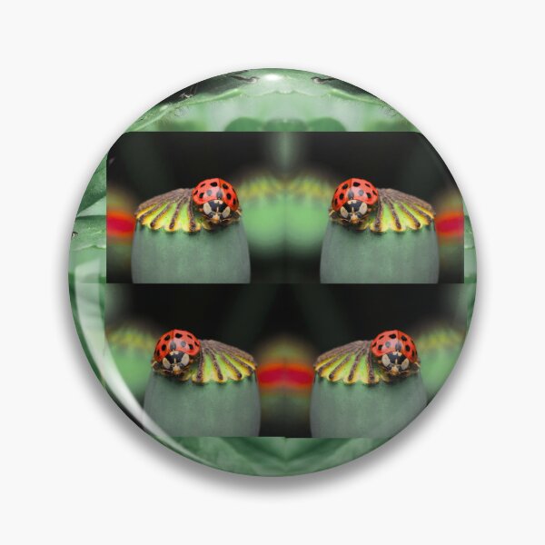 Item preview, Whimsical Ladybug and Poppy Flower Botanical Pattern designed and sold by JurateArt-DK.
