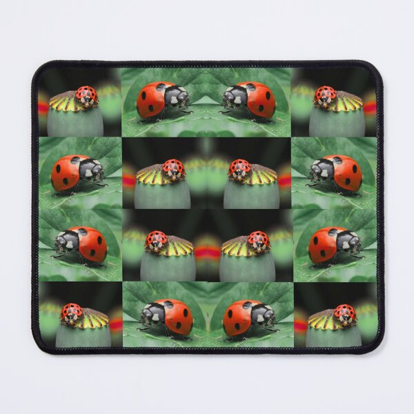 Item preview, Whimsical Ladybug and Poppy Flower Botanical Pattern designed and sold by JurateArt-DK.