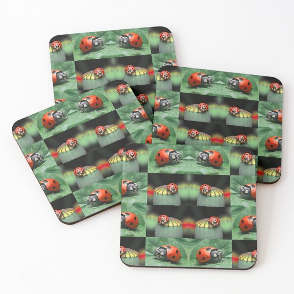 Item preview, Whimsical Ladybug and Poppy Flower Botanical Pattern designed and sold by JurateArt-DK.