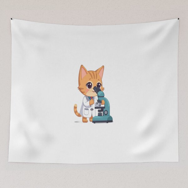 Item preview, Cute Scientist Cat Looking Through Microscope Digital Art  designed and sold by shop0102.