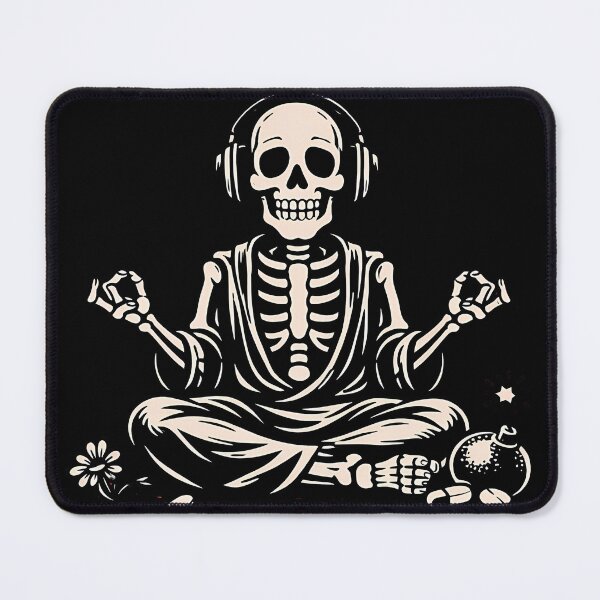 Item preview, Funny Skeleton Meditating Fuck Off Skeleton In Headphones designed and sold by DarkOriginArts.