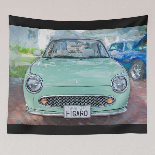 Item preview, 1991 Nissan Figaro Emerald Green and White Roof Isolated Paint Style Print designed and sold by RichFrancoCars.