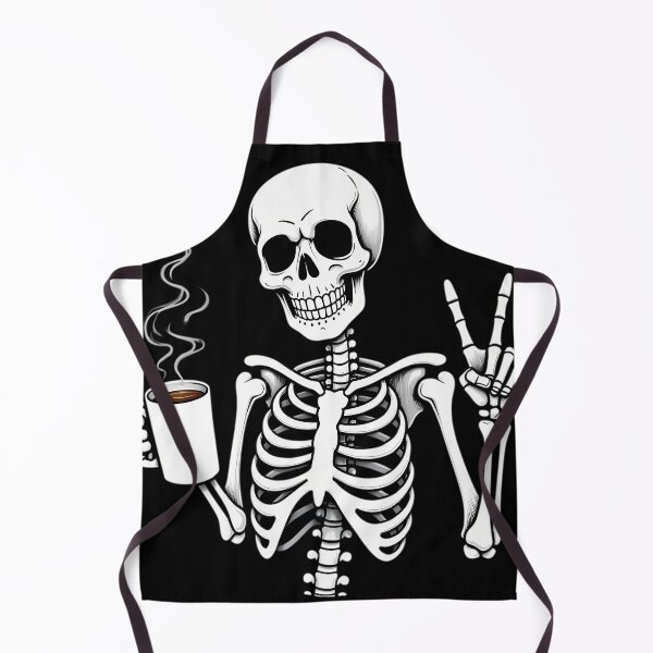 Item preview, Funny Skeleton Drinking Coffee Peace Sign Cartoons designed and sold by DarkOriginArts.