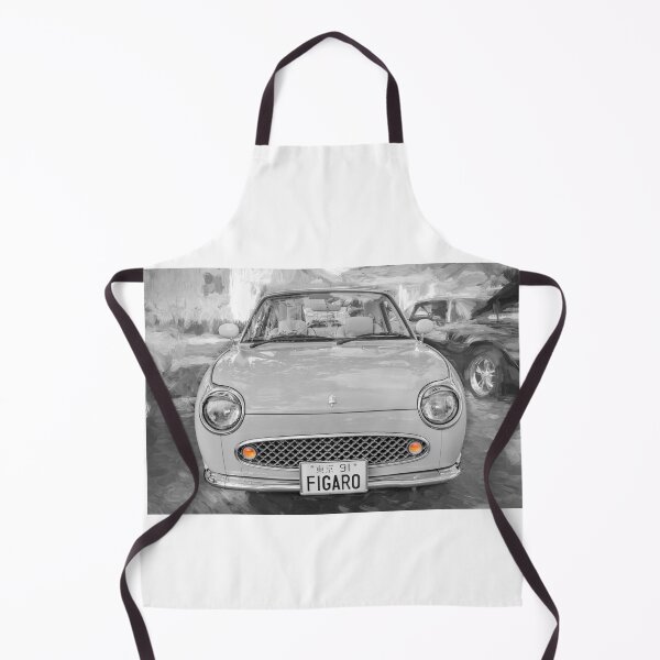 Item preview, 1991 Nissan Figaro Emerald Green and White Black and White Car Art Print designed and sold by RichFrancoCars.
