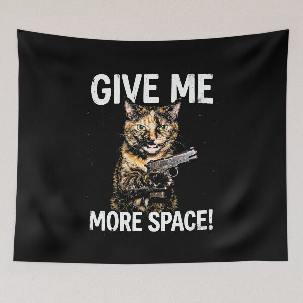 Item preview, Give Me More Space Funny Tortoiseshell Cat with Gun designed and sold by Off-Road-Zone.
