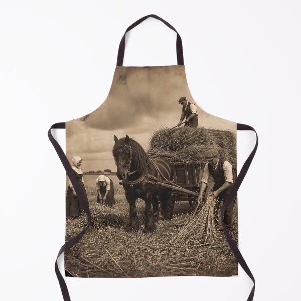 Item preview, Vintage Rural Harvest: Farmers Loading Hay Onto Horse-Drawn Cart During Traditional Wheat Harvest designed and sold by LisaMise.