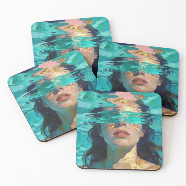 Item preview, Underwater Woman Portrait Print, Turquoise Pool Wall Art, Modern Abstract Female Painting, Luxury Summer Decor designed and sold by QuietCanvasArtworks.