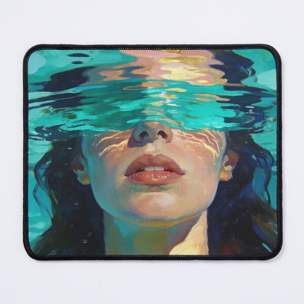 Item preview, Underwater Woman Portrait Print, Turquoise Pool Wall Art, Modern Abstract Female Painting, Luxury Summer Decor designed and sold by QuietCanvasArtworks.