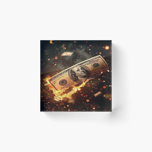 Item preview, The Fire of Ambition? $100 Bill on Fire - Burning Money Aesthetic with Sparks designed and sold by RAYBIL.