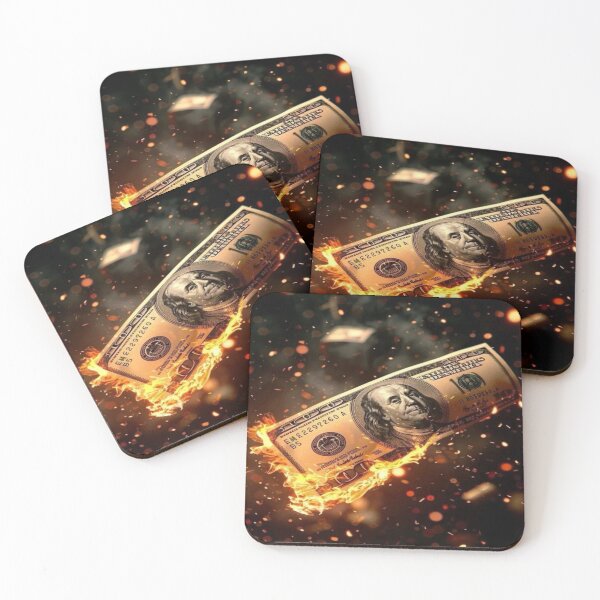 Item preview, The Fire of Ambition? $100 Bill on Fire - Burning Money Aesthetic with Sparks designed and sold by RAYBIL.