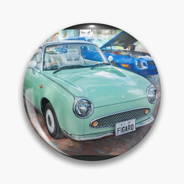 Item preview, 1991 Nissan Figaro Emerald Green and White Roof Technical Blueprint Car Poster designed and sold by RichFrancoCars.