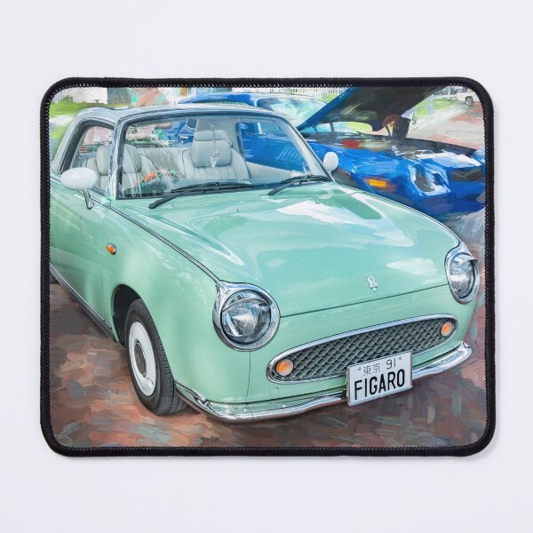 Item preview, 1991 Nissan Figaro Emerald Green and White Roof Technical Blueprint Car Poster designed and sold by RichFrancoCars.