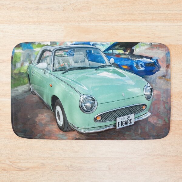 Item preview, 1991 Nissan Figaro Emerald Green and White Roof Technical Blueprint Car Poster designed and sold by RichFrancoCars.