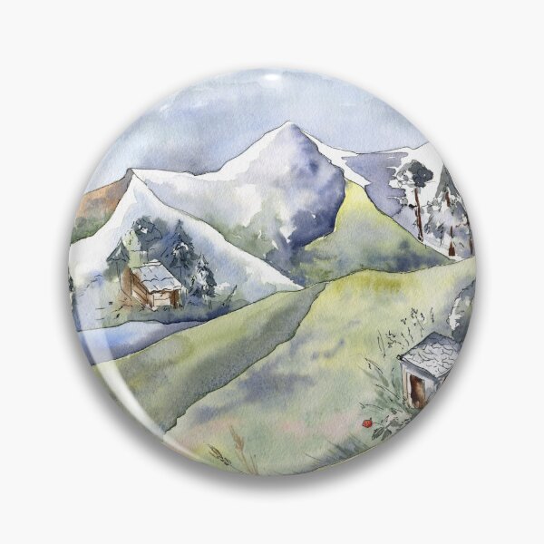 Item preview, Watercolor Landscape with Old Houses in Mountains designed and sold by Flowersforbear.