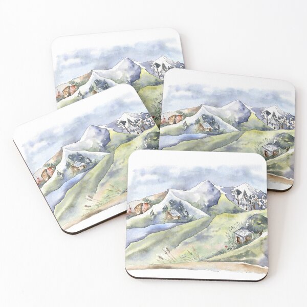 Item preview, Watercolor Landscape with Old Houses in Mountains designed and sold by Flowersforbear.
