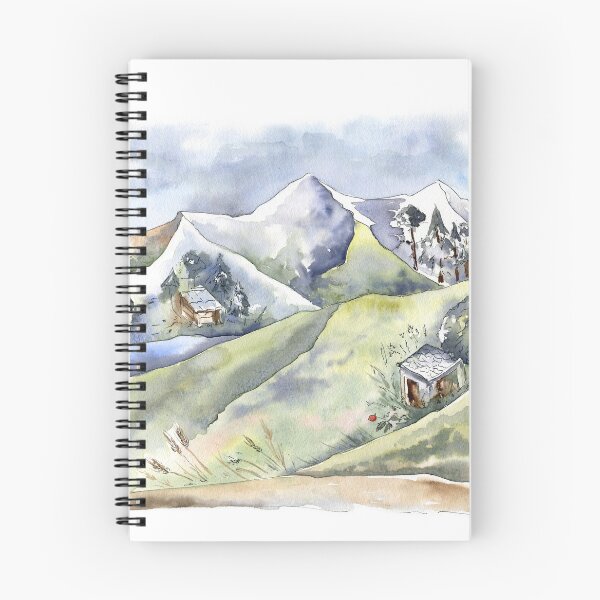 Item preview, Watercolor Landscape with Old Houses in Mountains designed and sold by Flowersforbear.