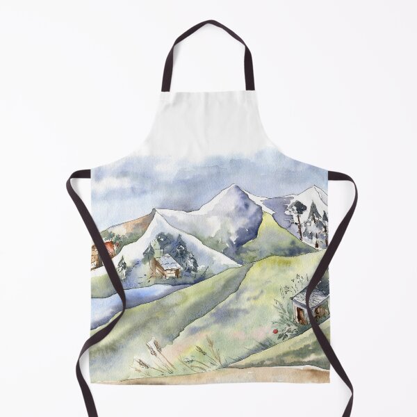 Item preview, Watercolor Landscape with Old Houses in Mountains designed and sold by Flowersforbear.