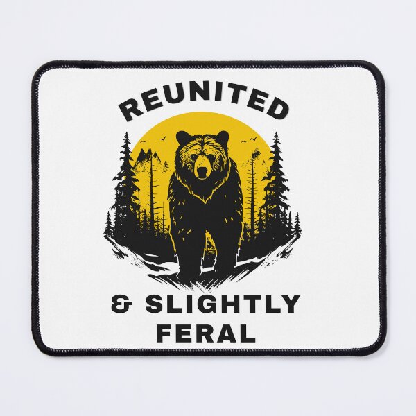 Item preview, Reunited & Slightly Feral Vintage Bear Camping Forest Nature Typography Design designed and sold by arabiw.