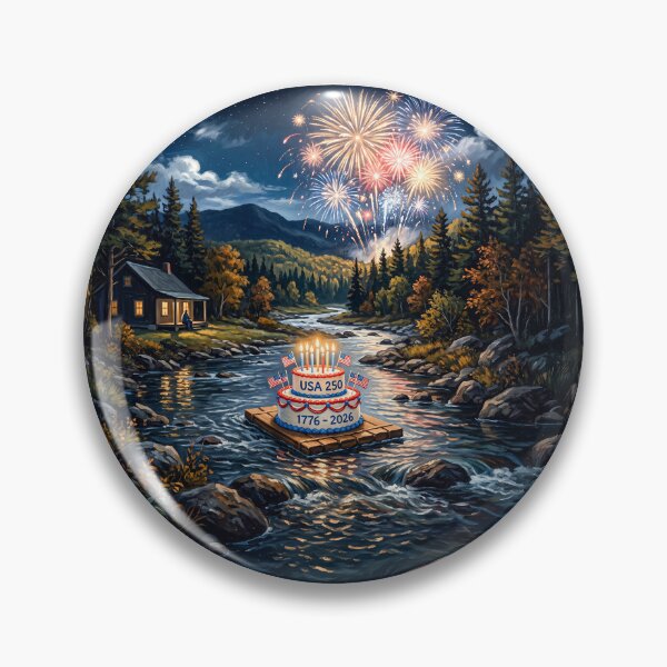 Item preview, USA 250 Anniversary Cake On Mountain Stream designed and sold by Home Decor Art.